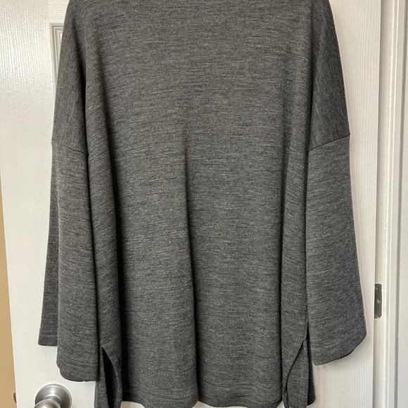 Bryn WALKER Oversized Crossover V-Neck Tunic Charcoal Grey 100% Wool Size M - Picture 7 of 15